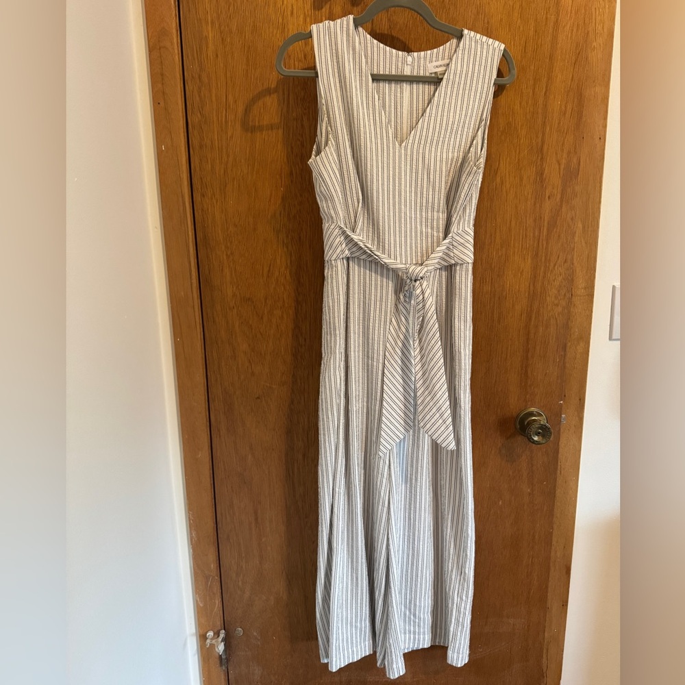 Calvin Klein White Striped Wide Leg Jumpsuit- Women’s 4